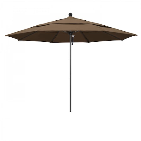 California Umbrella 11' Black Aluminum Market Patio Umbrella, Sunbrella Cocoa 194061333358